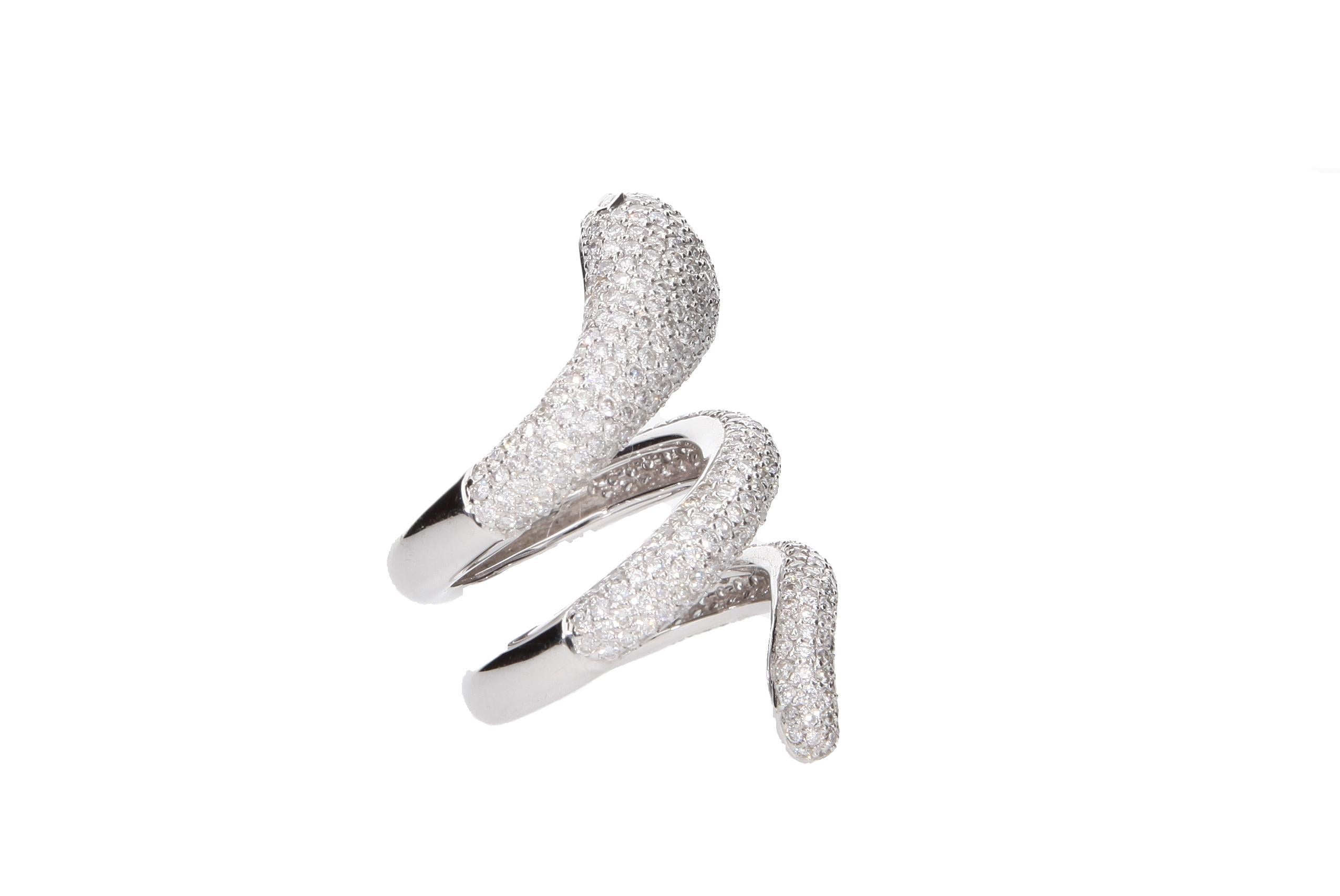 white gold diamond snake ring