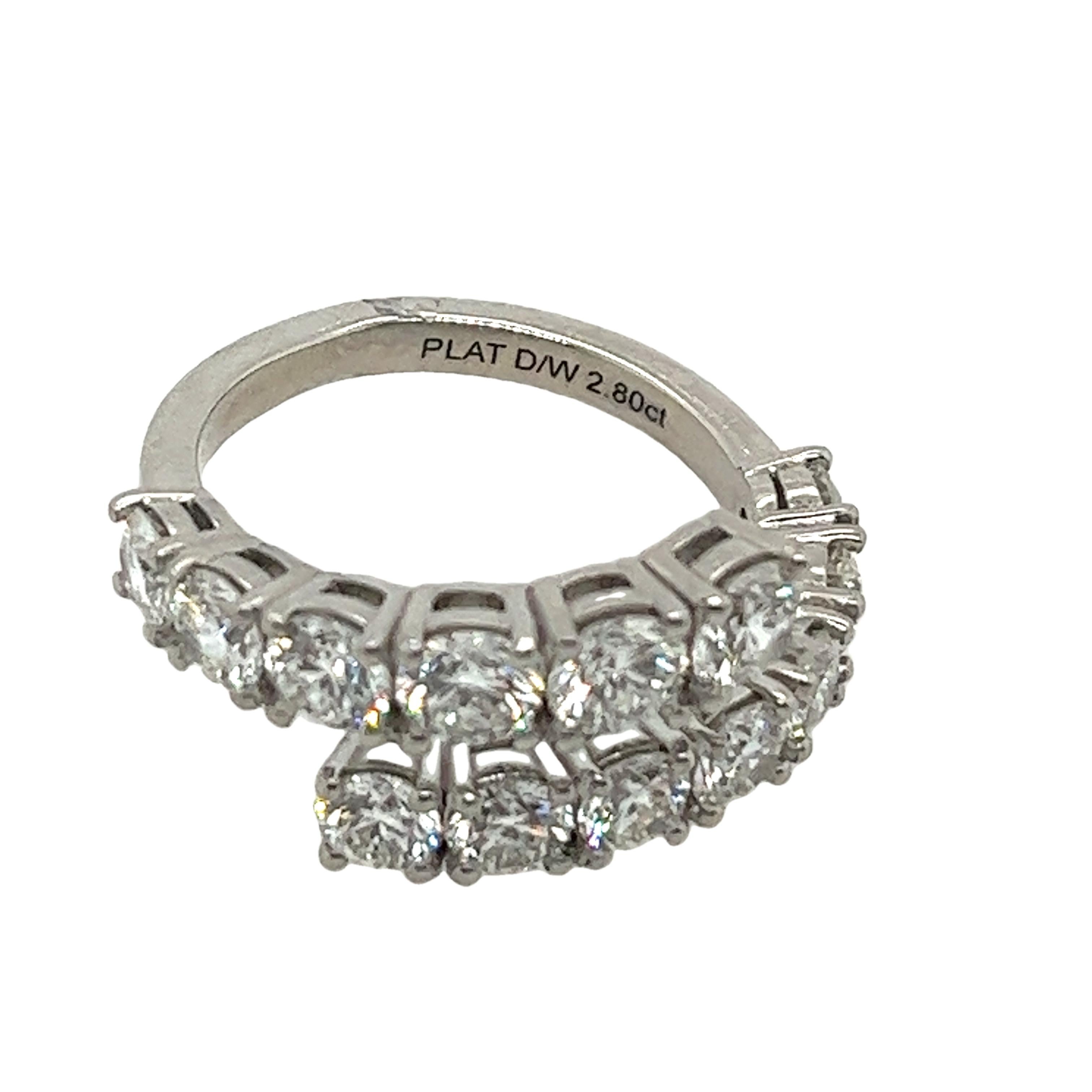 Modern Diamond Coil Dress Ring, Set With 2.80ct G/VS1 Round Diamonds Set In Platinum For Sale