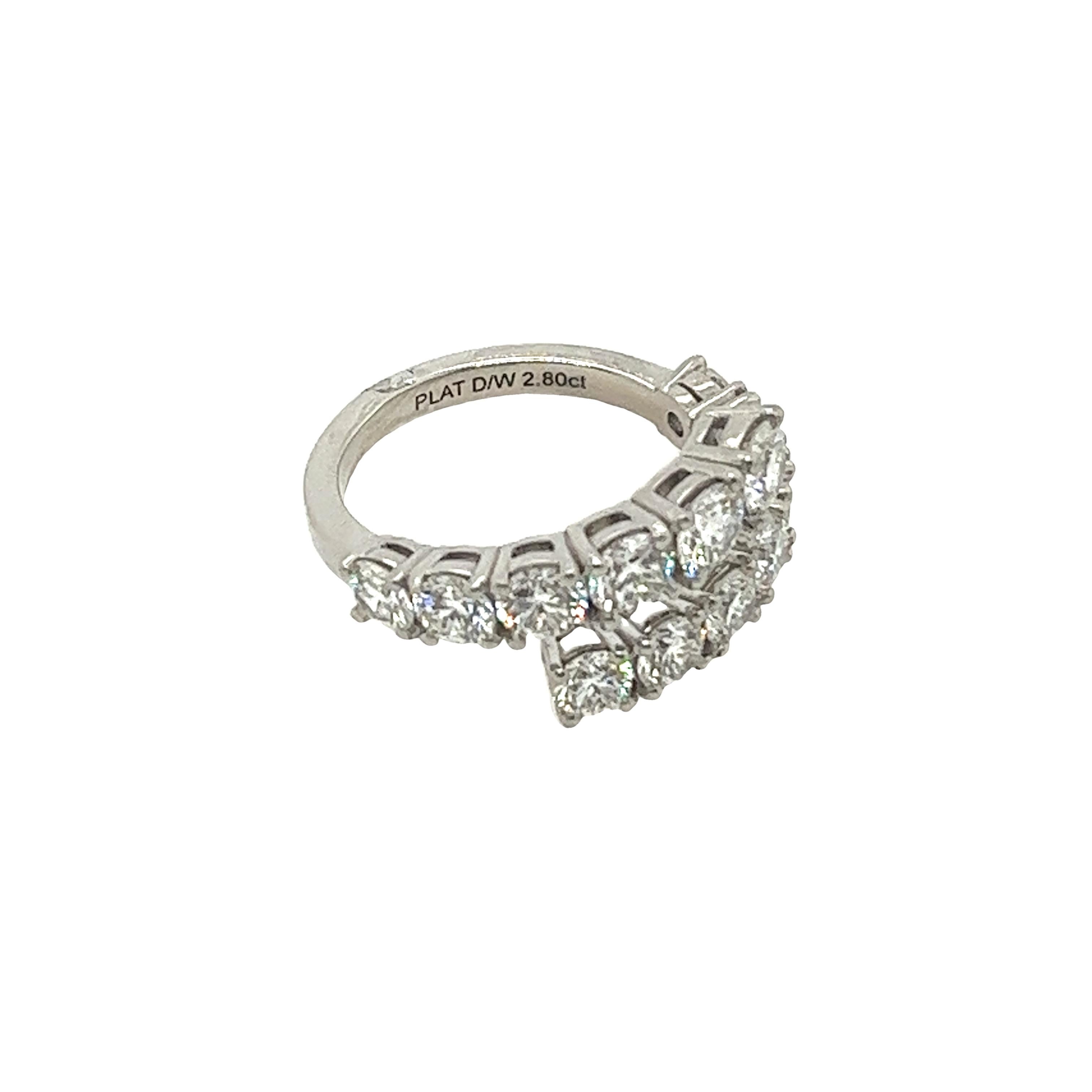 Diamond Coil Dress Ring, Set With 2.80ct G/VS1 Round Diamonds Set In Platinum For Sale 1