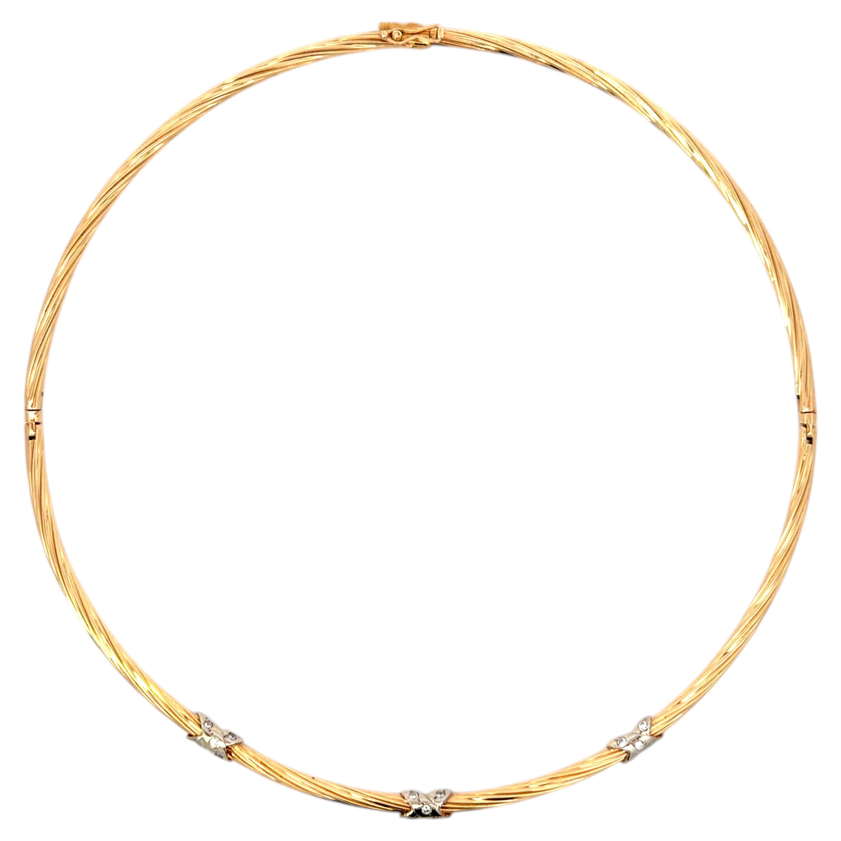 Diamond Collar Hinged Necklace 14K Yellow Gold
