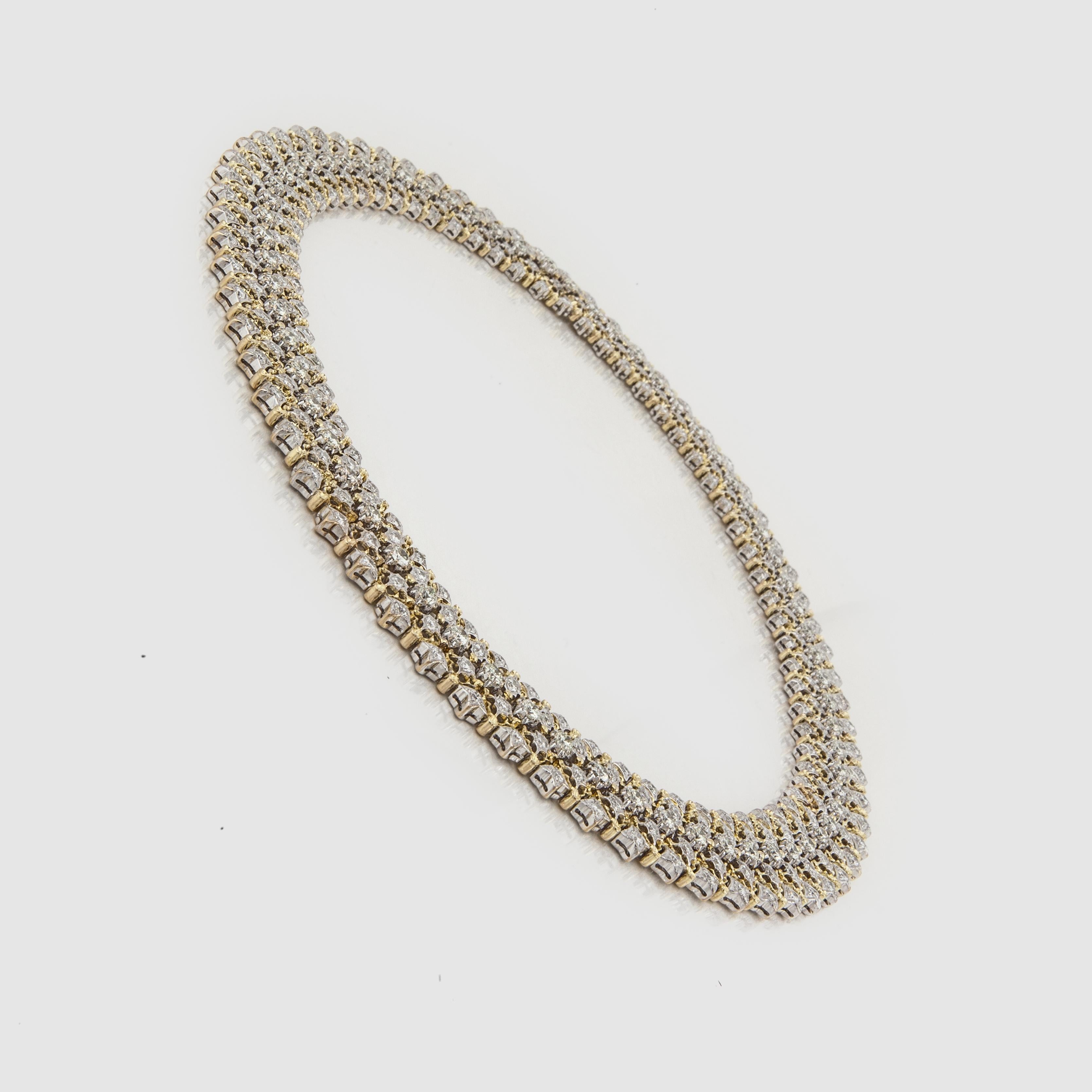 Diamond Collar Necklace in Two-Tone Gold In Good Condition In Houston, TX