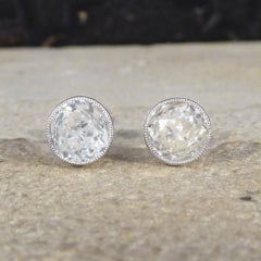 Diamond Collar Set Stud Earrings 1.84 Carat Total in 18 Carat Gold and Platinum