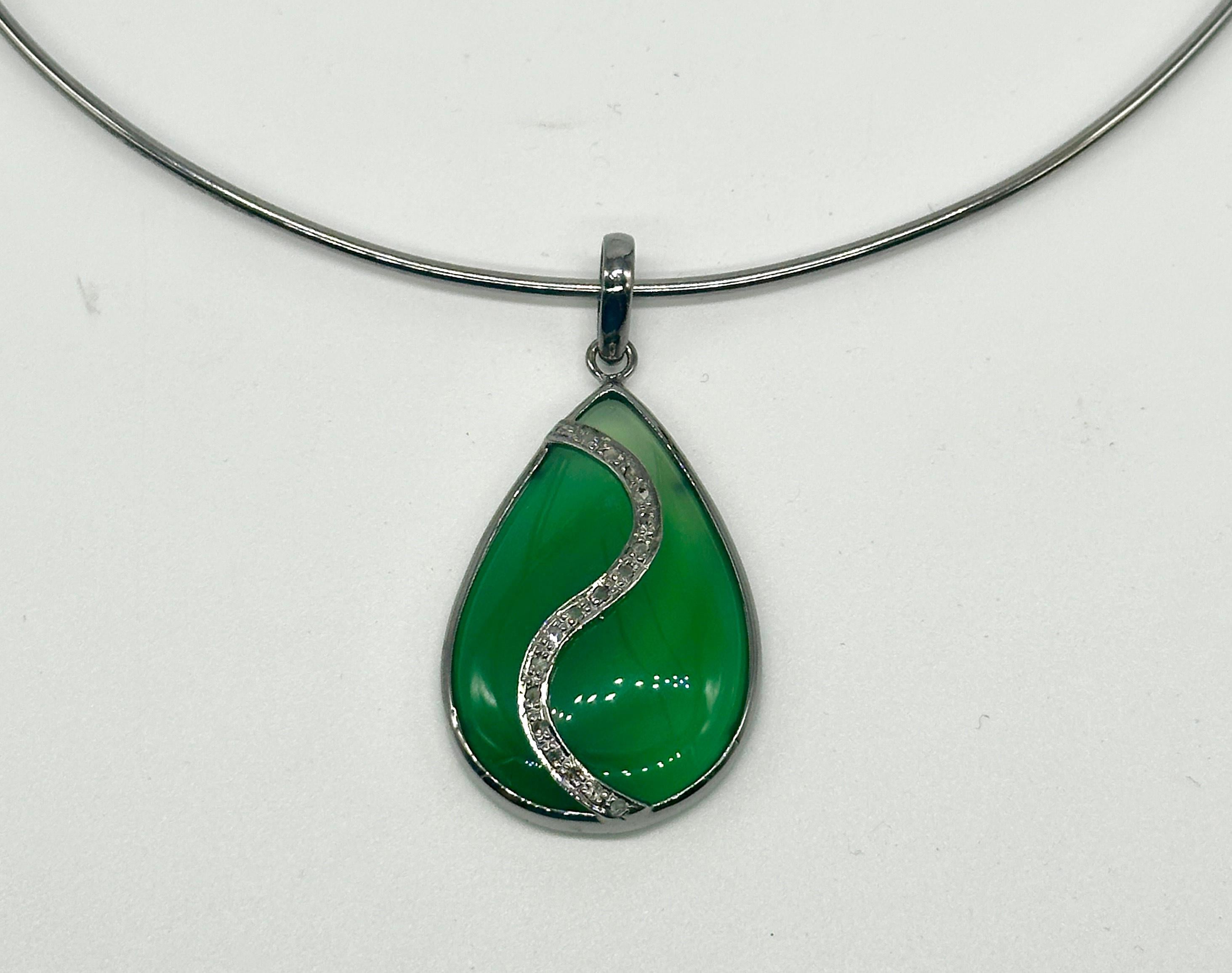 Collana con diamanti a clavicola Collana Zoe in argento Collana con diamanti a pettine in onice In condizioni ottime in vendita a Delhi, DL