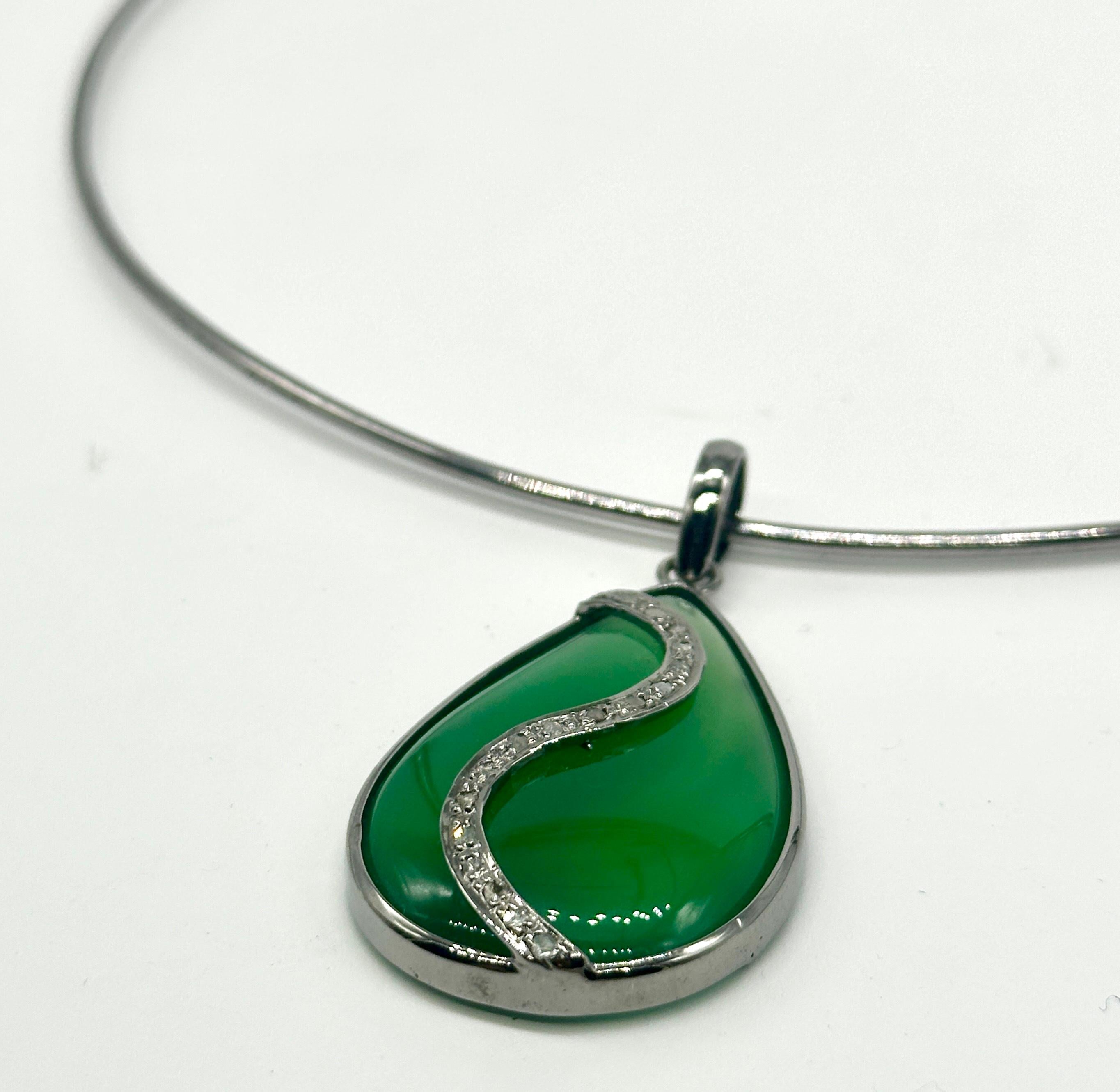 da uomo o donna Collana con diamanti a clavicola Collana Zoe in argento Collana con diamanti a pettine in onice in vendita