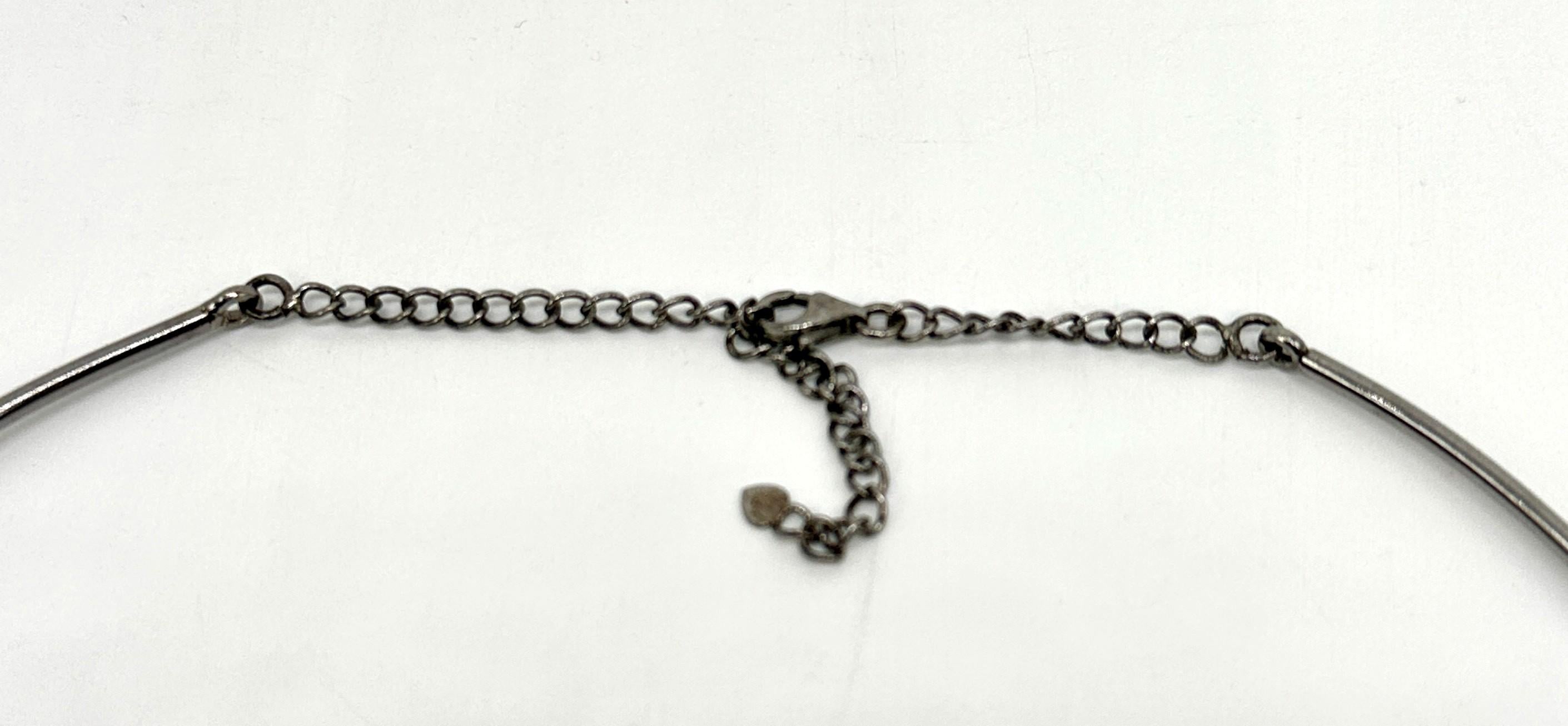 Collana con diamanti a clavicola Collana Zoe in argento Collana con diamanti a pettine in onice in vendita 1