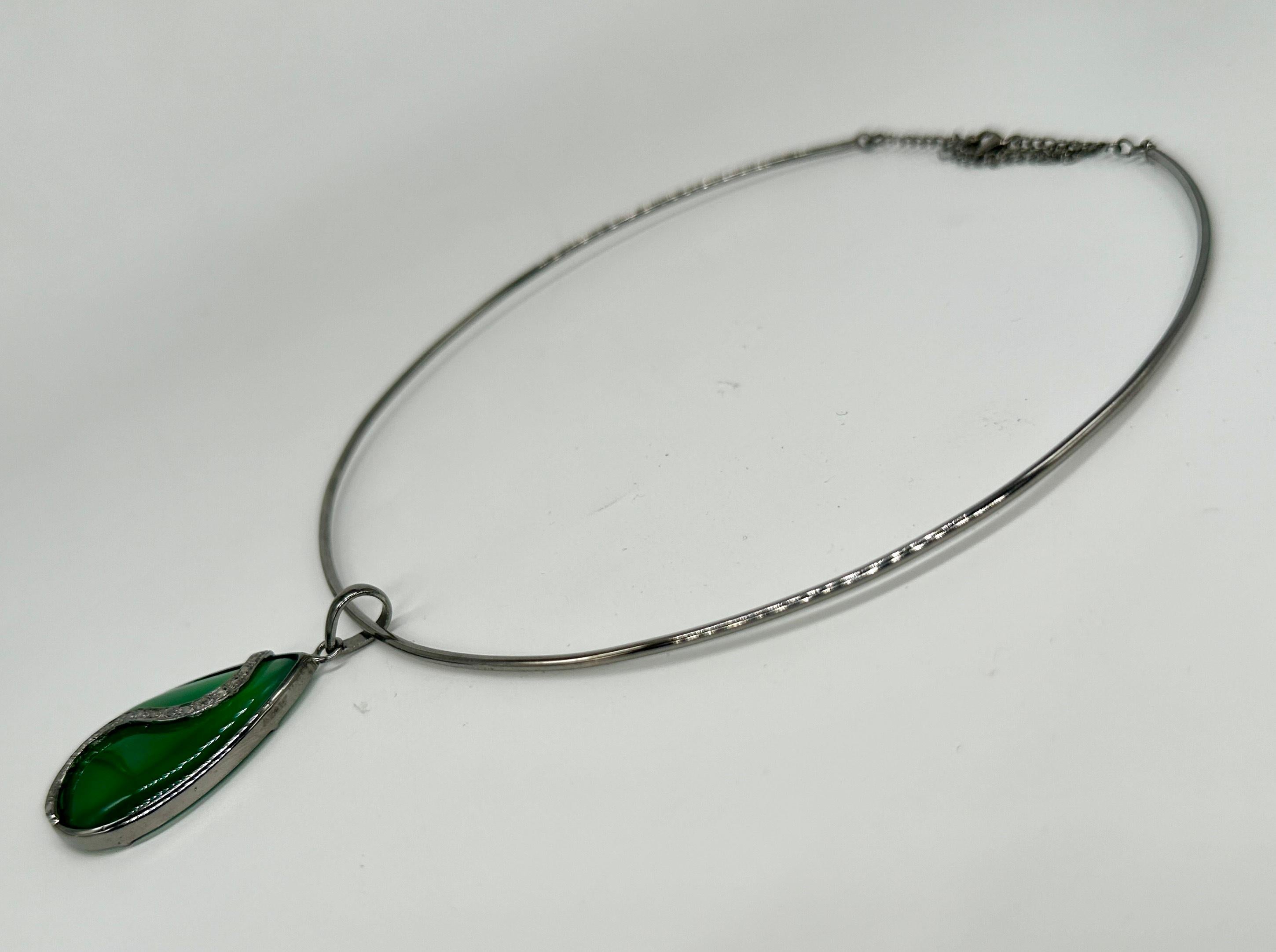 Collana con diamanti a clavicola Collana Zoe in argento Collana con diamanti a pettine in onice in vendita 3