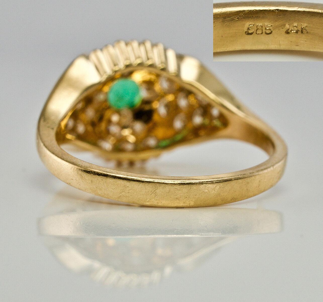 Natural Diamond Colombian Emerald Ring 14K Gold For Sale 1