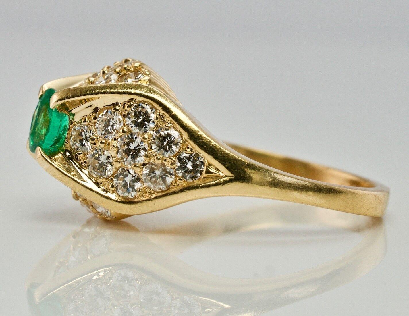 Natural Diamond Colombian Emerald Ring 14K Gold For Sale 2