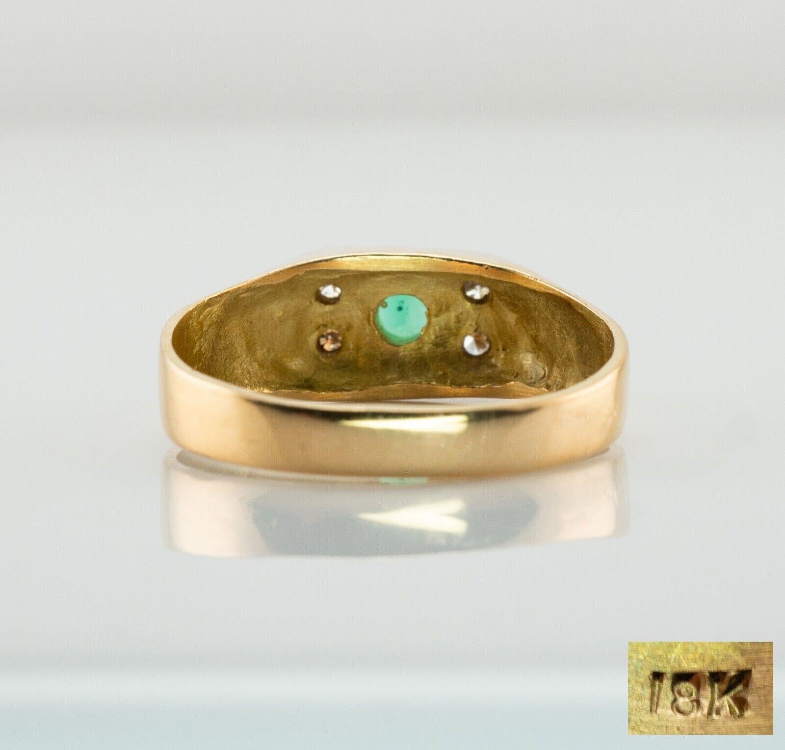 Diamond Colombian Emerald Ring 18K Gold Band For Sale 1