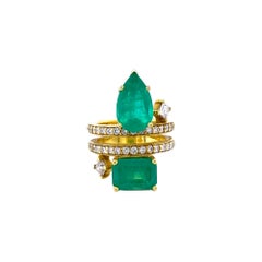 Diamond & Colombian Emeralds Gold Cocktail Ring