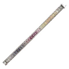 Diamant Bunter Saphir Regenbogen Weißgold Tennisarmband