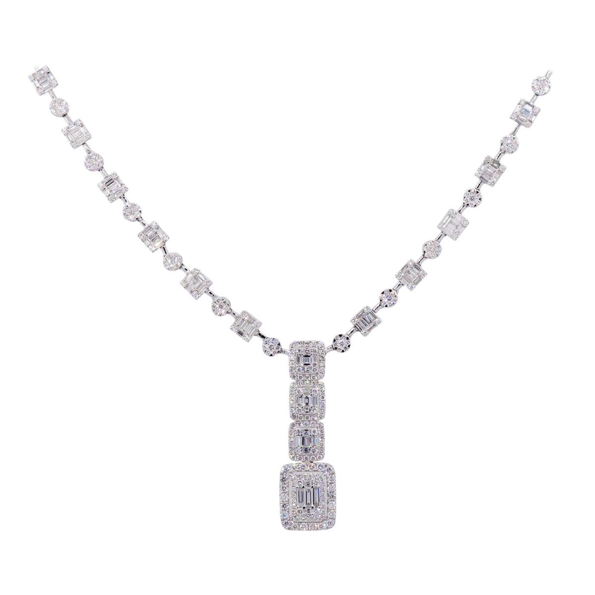 Diamond Column Link Dangle Necklace