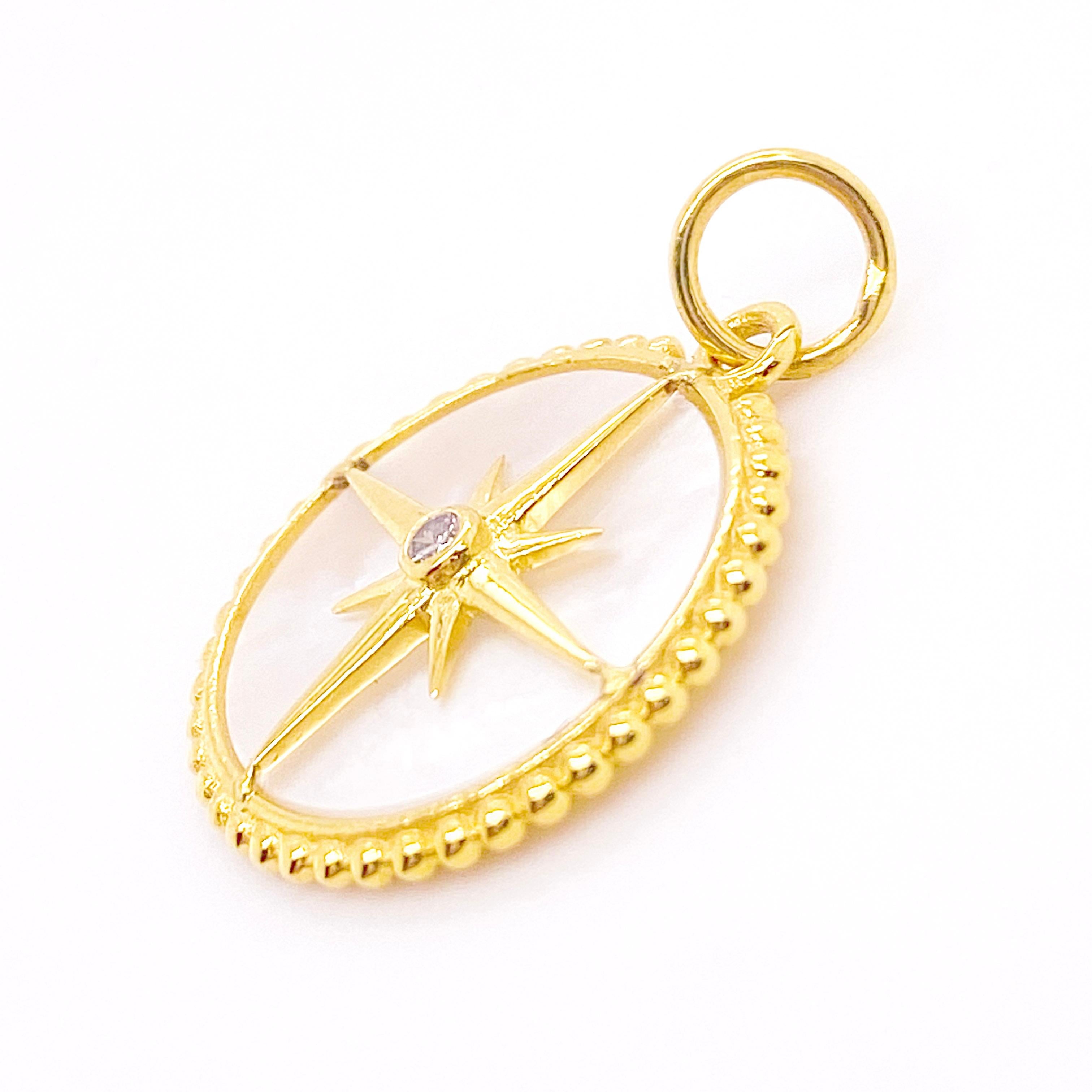 Do you guide others, or perhaps you are always looking out at the directions available to you? This compass talisman will speak your truth in a fine jewelry style. Made with a solid 14 karat gold frame, a diamond is set in the center of the 14 karat
