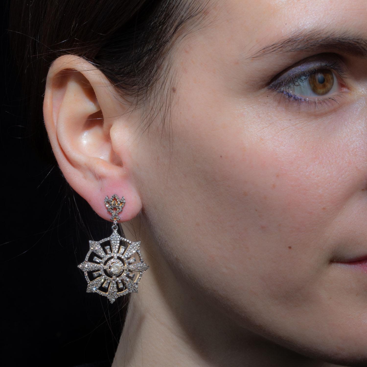 compass rose dangle earrings