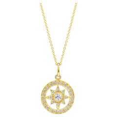 Diamond Compass Rose Pendant Necklace in 18K Gold