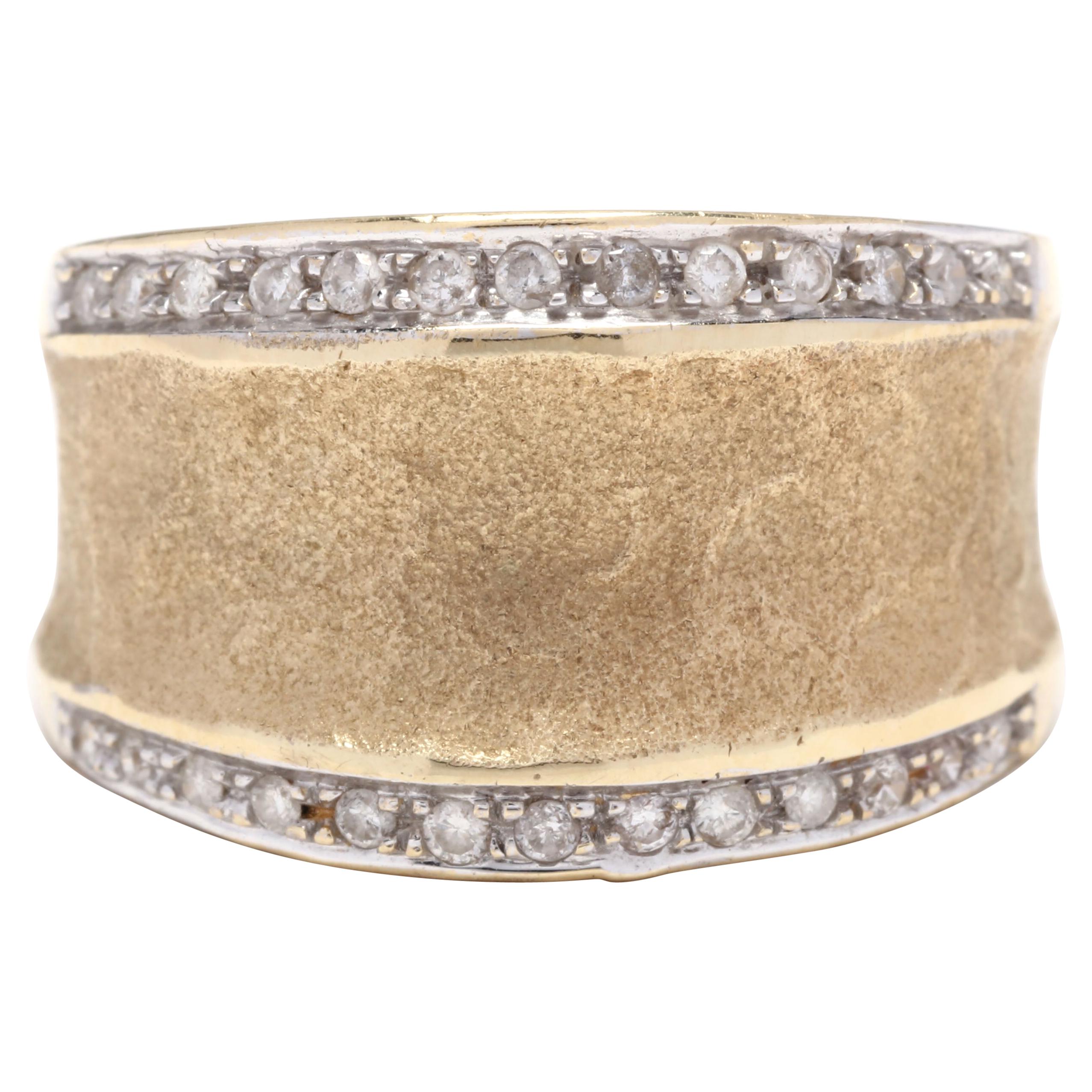 Diamond Concave Hammered Wide Band