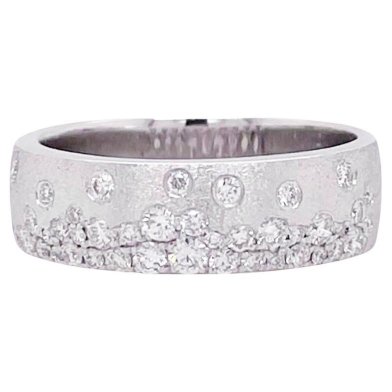 Bracelet cigare Galaxy Confetti de 5,5 mm en or blanc 14 carats finition satinée avec diamants