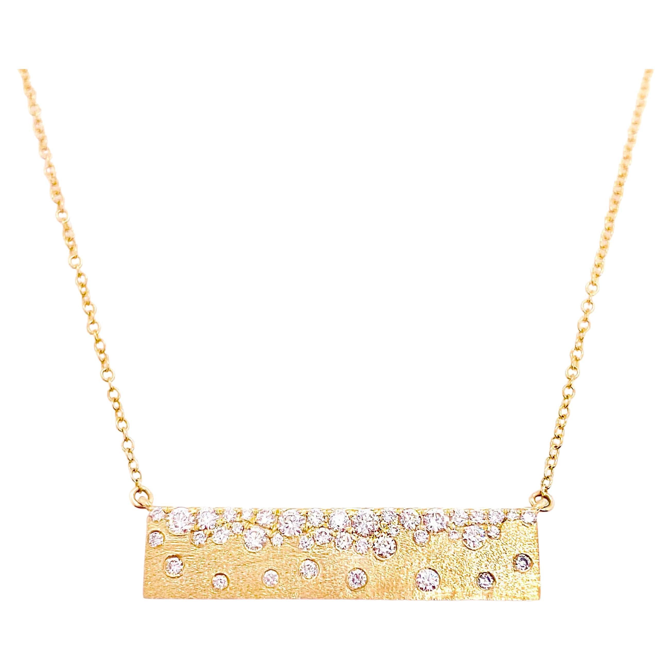 Galaxy Confetti Diamond Bar Necklace 27x6.5mm CUSTOM ORDER 4-5 WEEKS