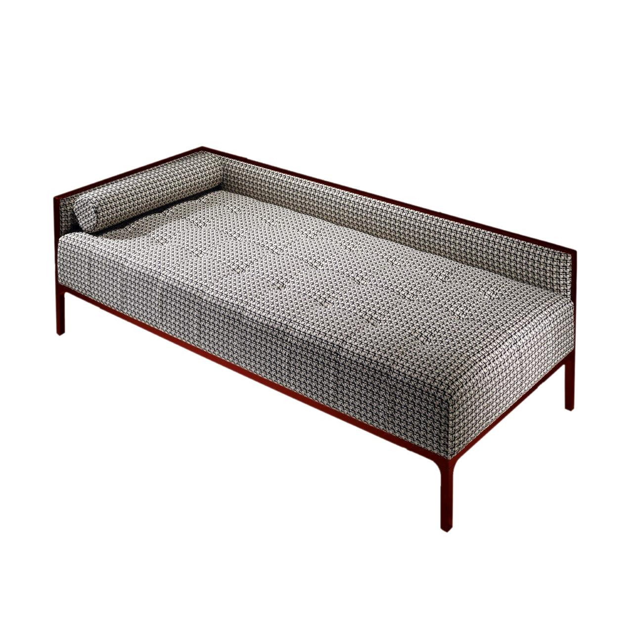 Diamond Contemporary and Customizable Chaise Longue in Red Lacquer and Jacquard For Sale