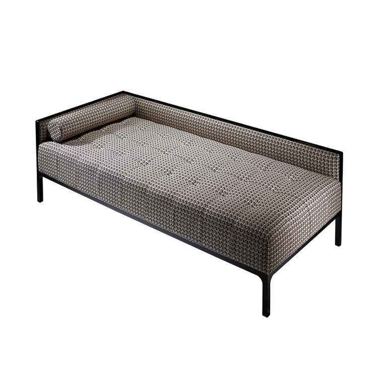 Diamond Contemporary Chaise Sofa With Tweed Upholstery By Luísa Peixoto