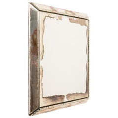 "Diamond" Contemporary Mirror, Silvered Glass and Central Mirror, Birch Wood