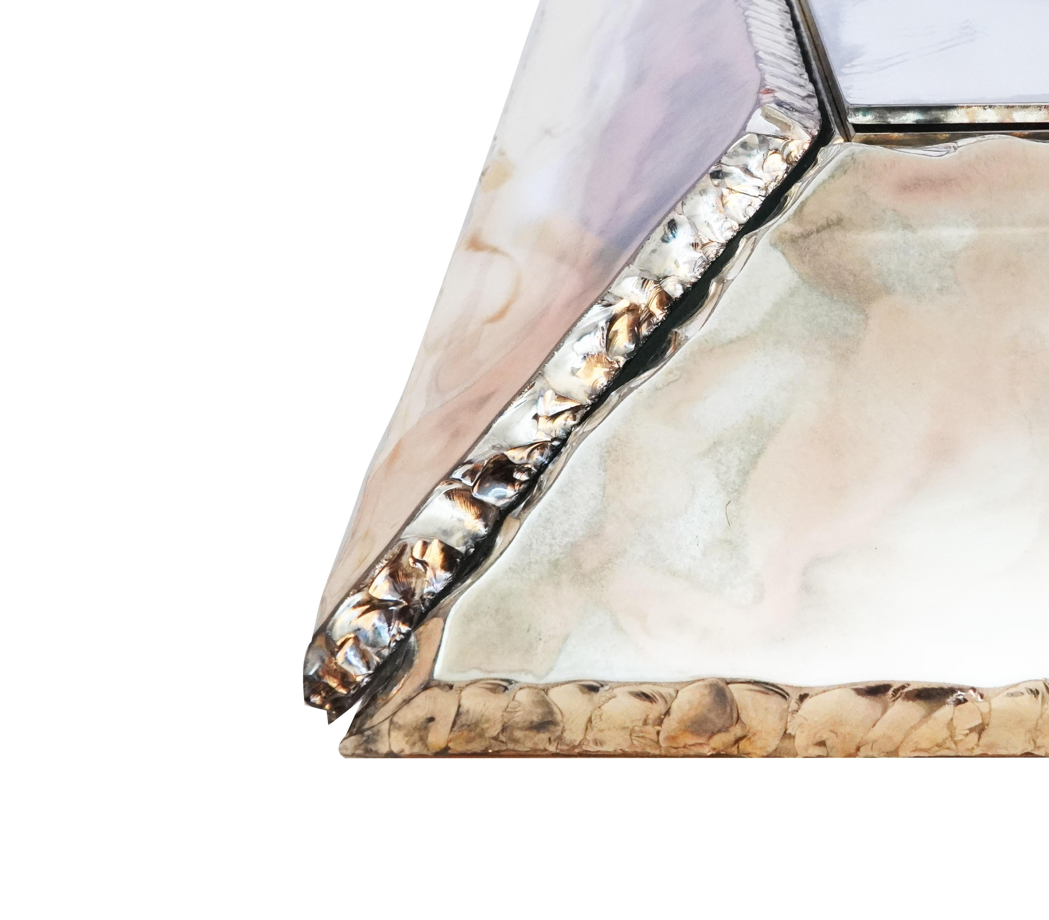 „Diamond“-Skulptur-Spiegel, 90 cm, zeitgenössisches Stück, versilbertes Glas  im Zustand „Neu“ im Angebot in Pietrasanta, IT