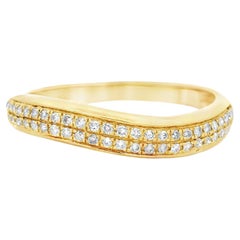 Diamond Contour Band Ring in 14K Yellow Gold 0.20ct Pavé Setting