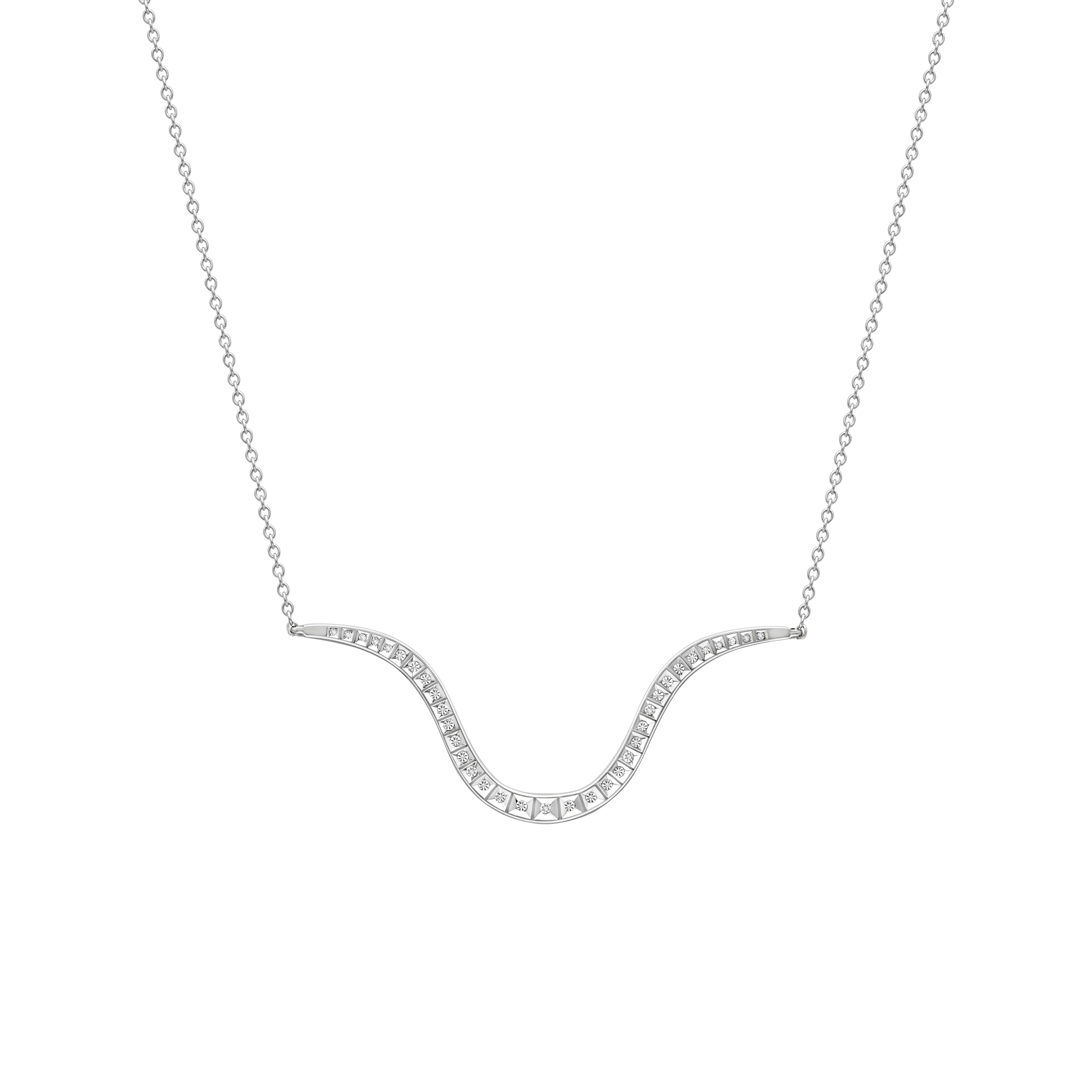 Liv Luttrell 
Diamond contour pendant 2019


Details 
18-karat white gold 
Natural white diamonds, Colour F+, Clarity VS+
High polished finish
Made in London 


Customisation 

As this design is handmade to your order, Liv is able to customise the