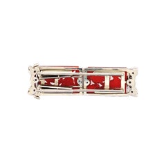 Diamond, Coral, and Platinum Brooch