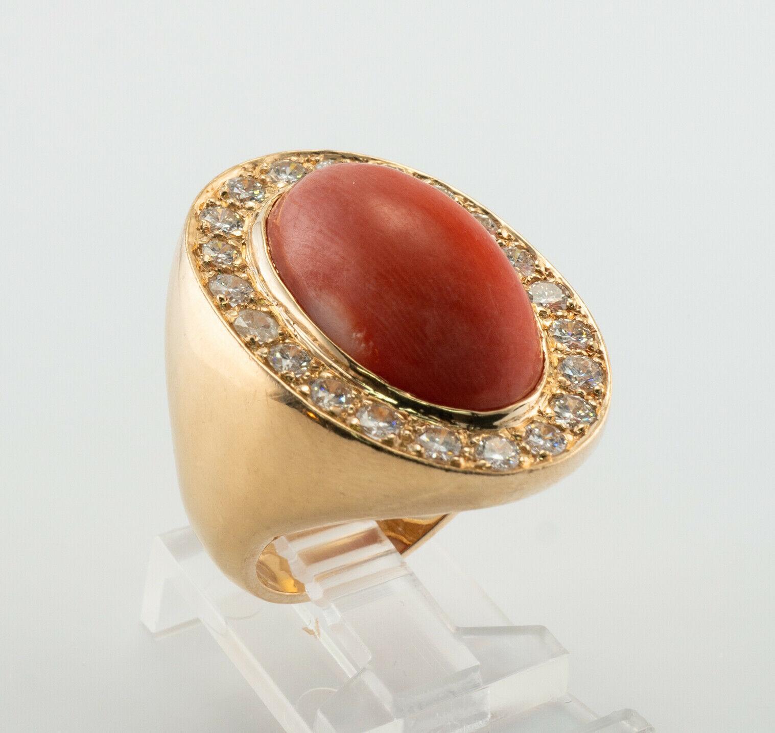 Diamond Coral Ring 14K Gold Band Cocktail Zivko For Sale 5