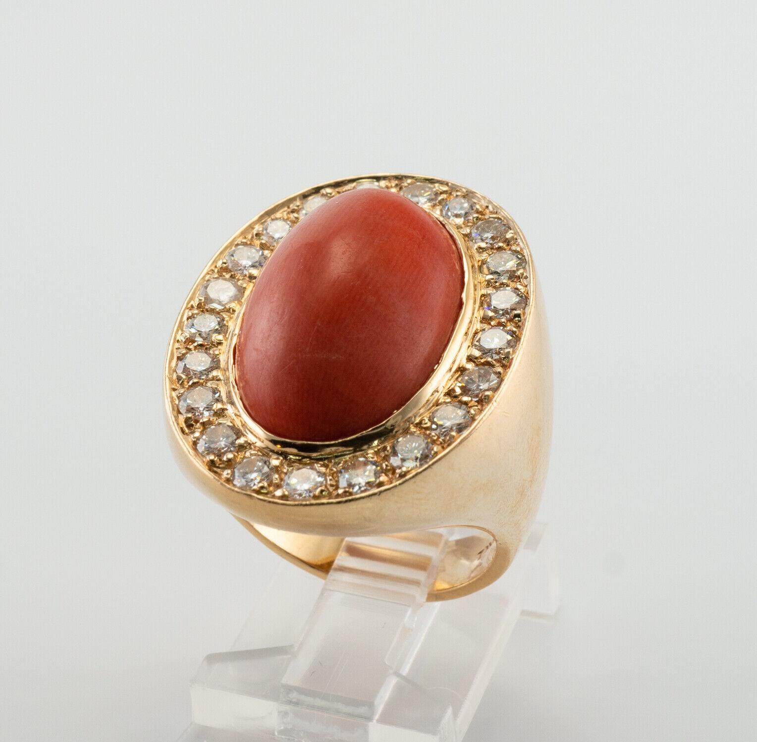 Diamond Coral Ring 14K Gold Band Cocktail Zivko For Sale 6