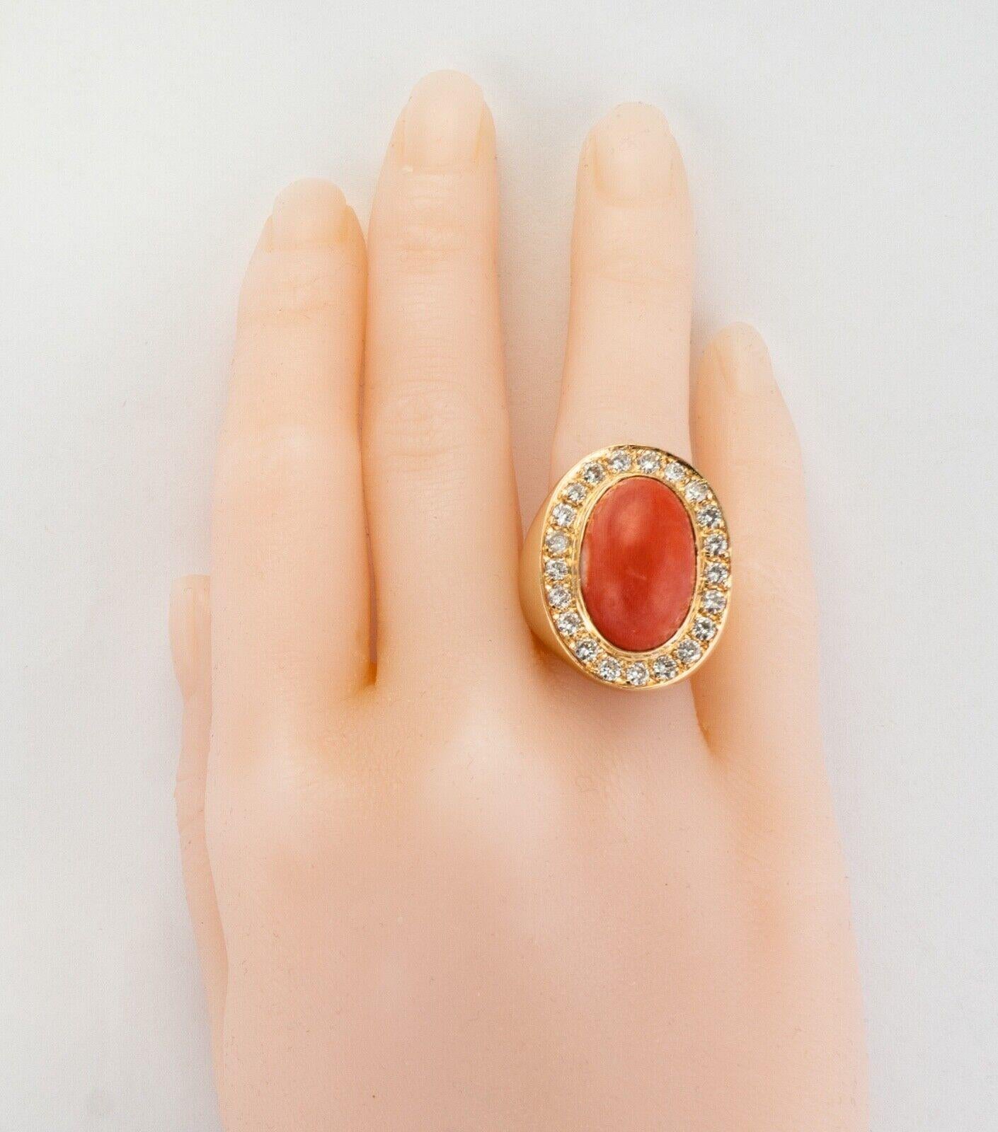 Diamond Coral Ring 14K Gold Band Cocktail Zivko For Sale 7