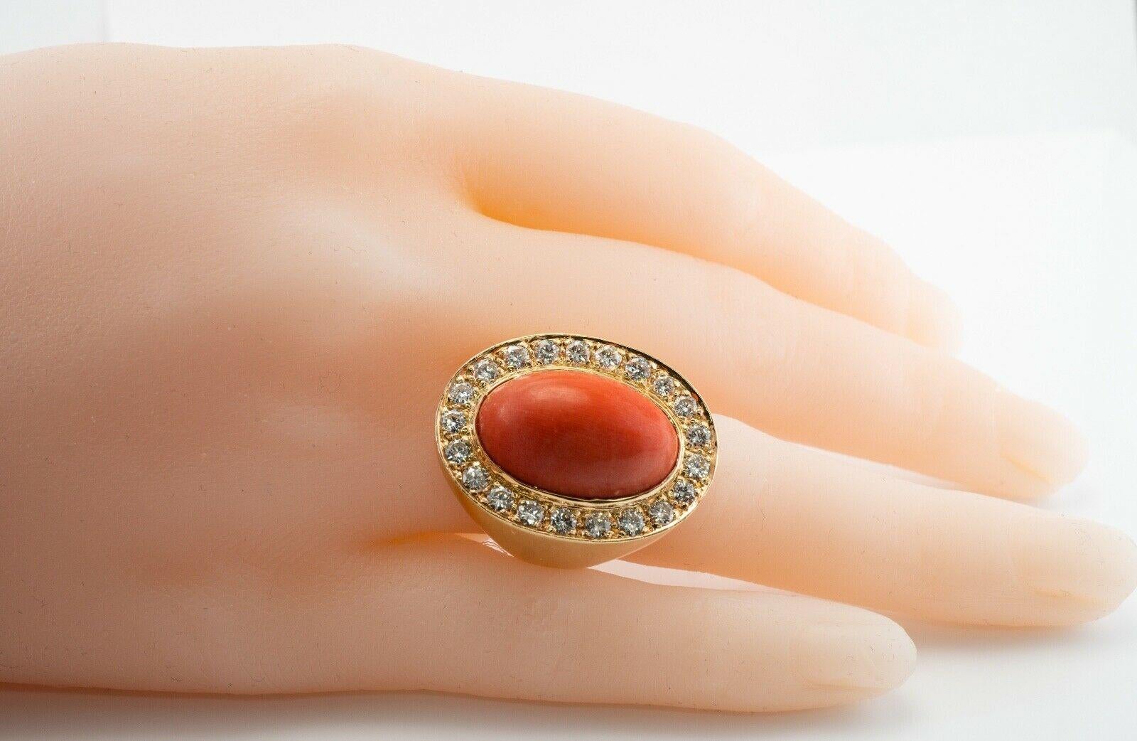 Diamond Coral Ring 14K Gold Band Cocktail Zivko In Good Condition For Sale In East Brunswick, NJ