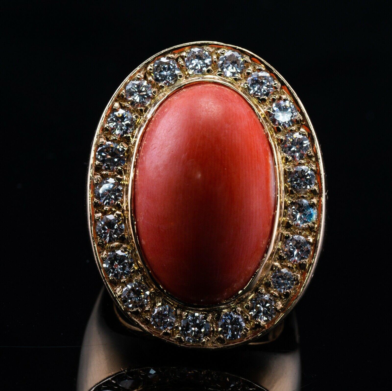 Women's Diamond Coral Ring 14K Gold Band Cocktail Zivko For Sale