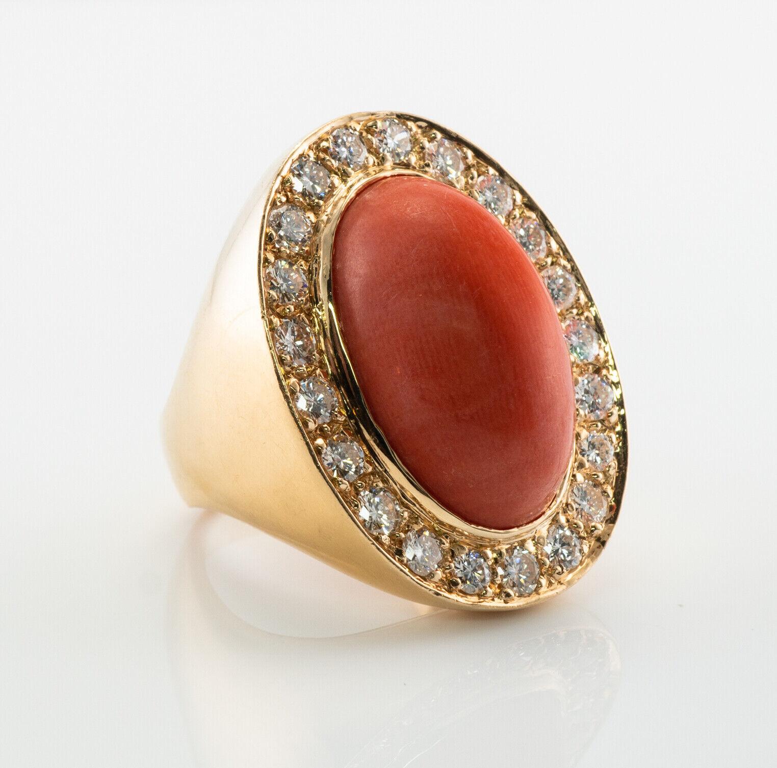 Diamond Coral Ring 14K Gold Band Cocktail Zivko For Sale 1