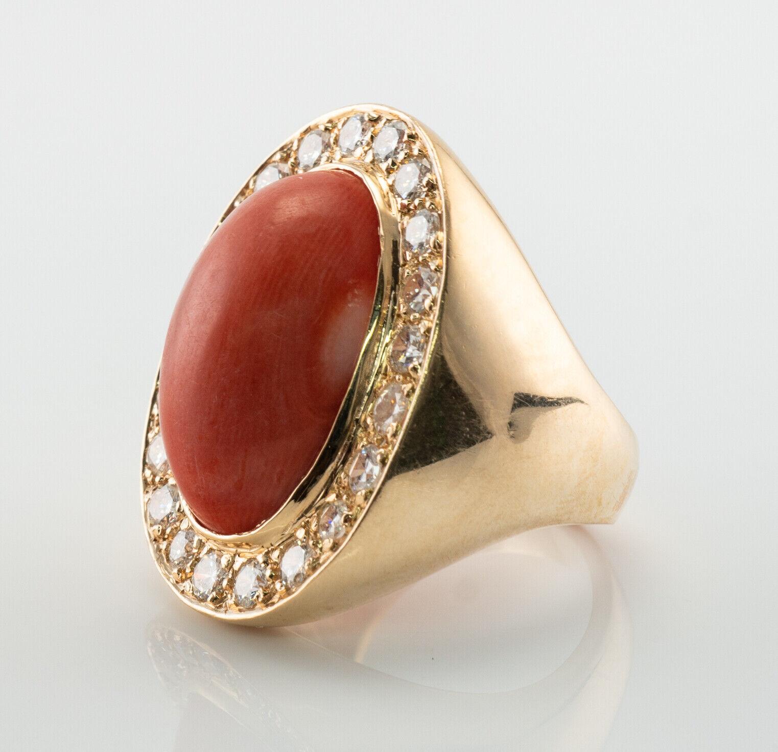 Diamond Coral Ring 14K Gold Band Cocktail Zivko For Sale 2