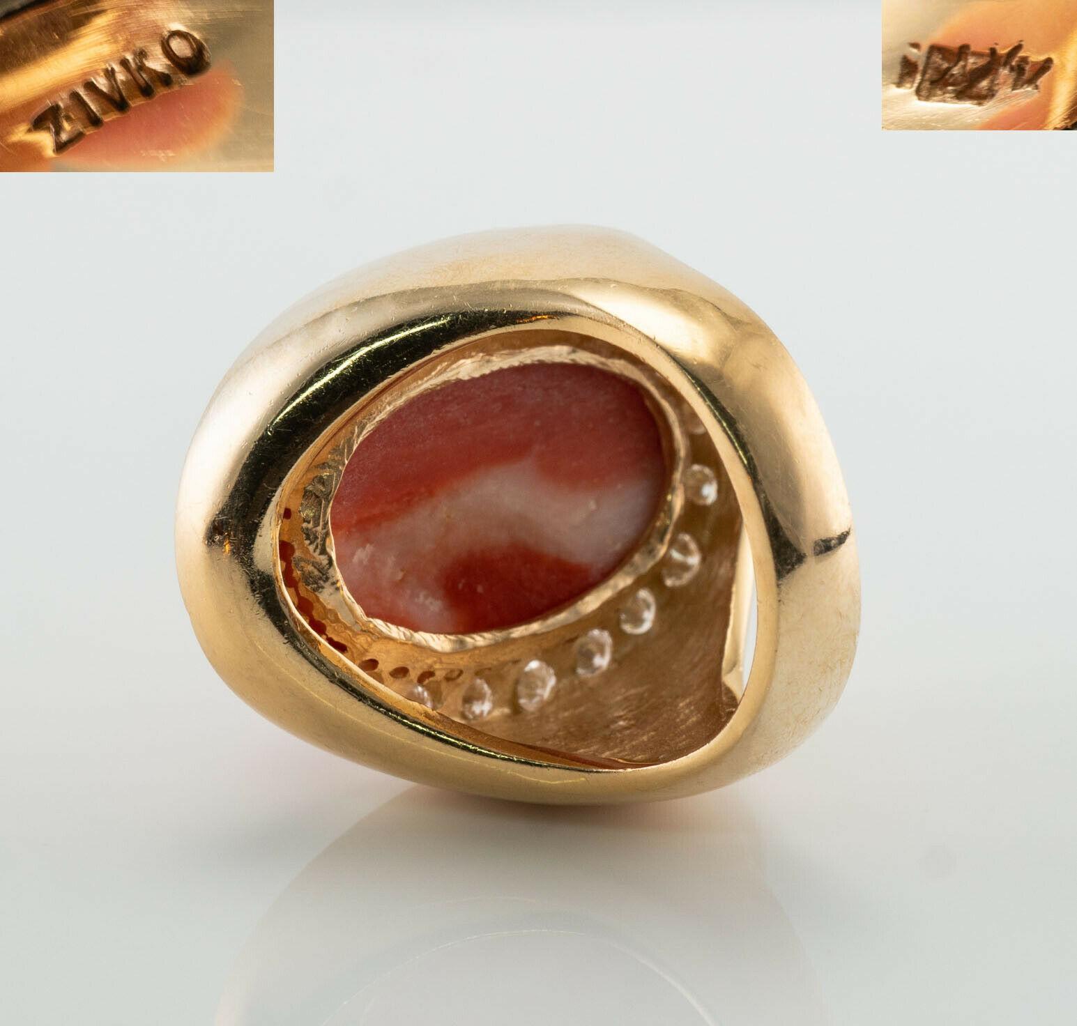 Diamond Coral Ring 14K Gold Band Cocktail Zivko For Sale 3