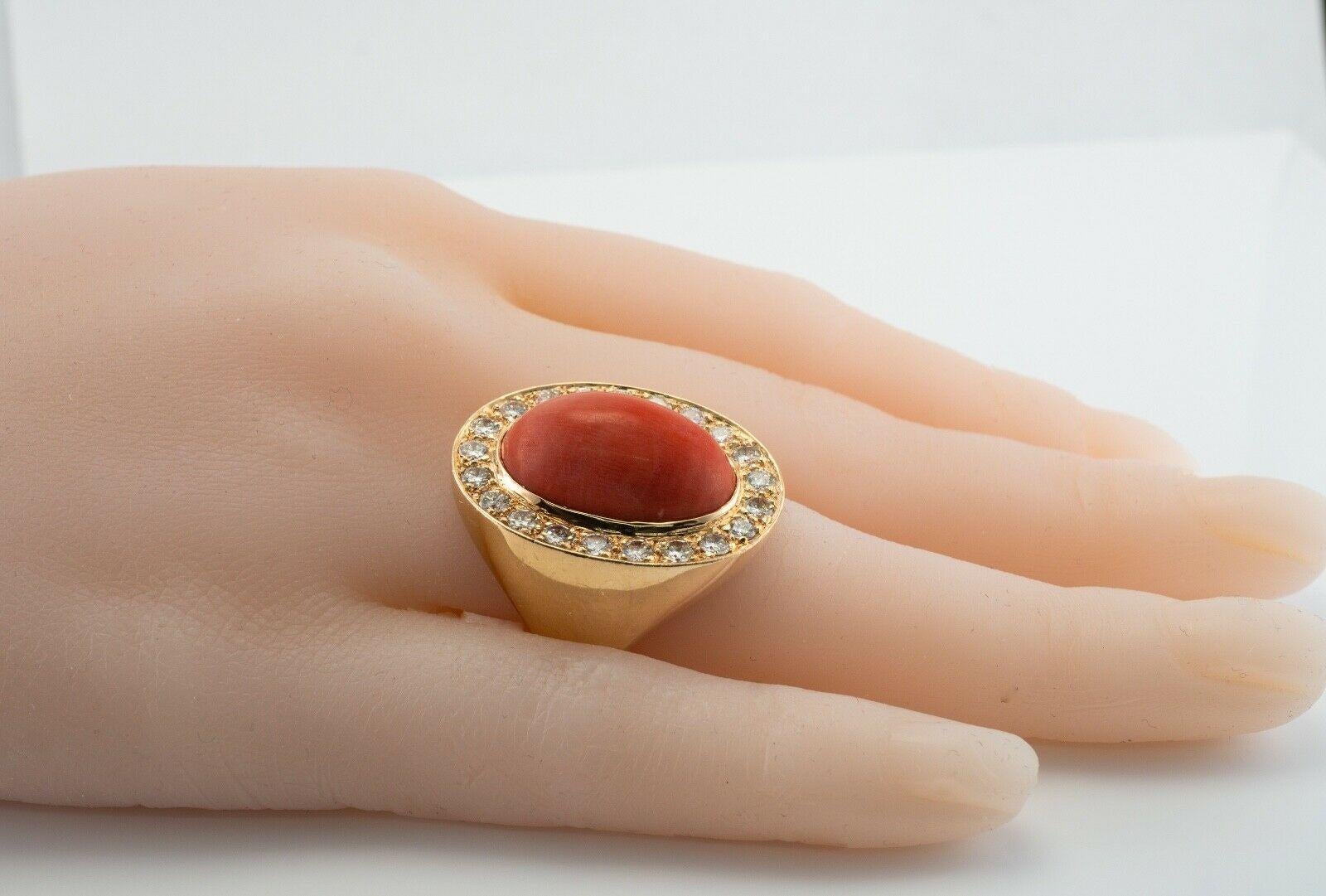 Diamond Coral Ring 14K Gold Band Cocktail Zivko For Sale 4