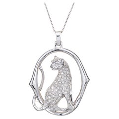 Diamant-Cougar-Halskette aus 18 Karat Weißgold mit feinem Tierschmuck