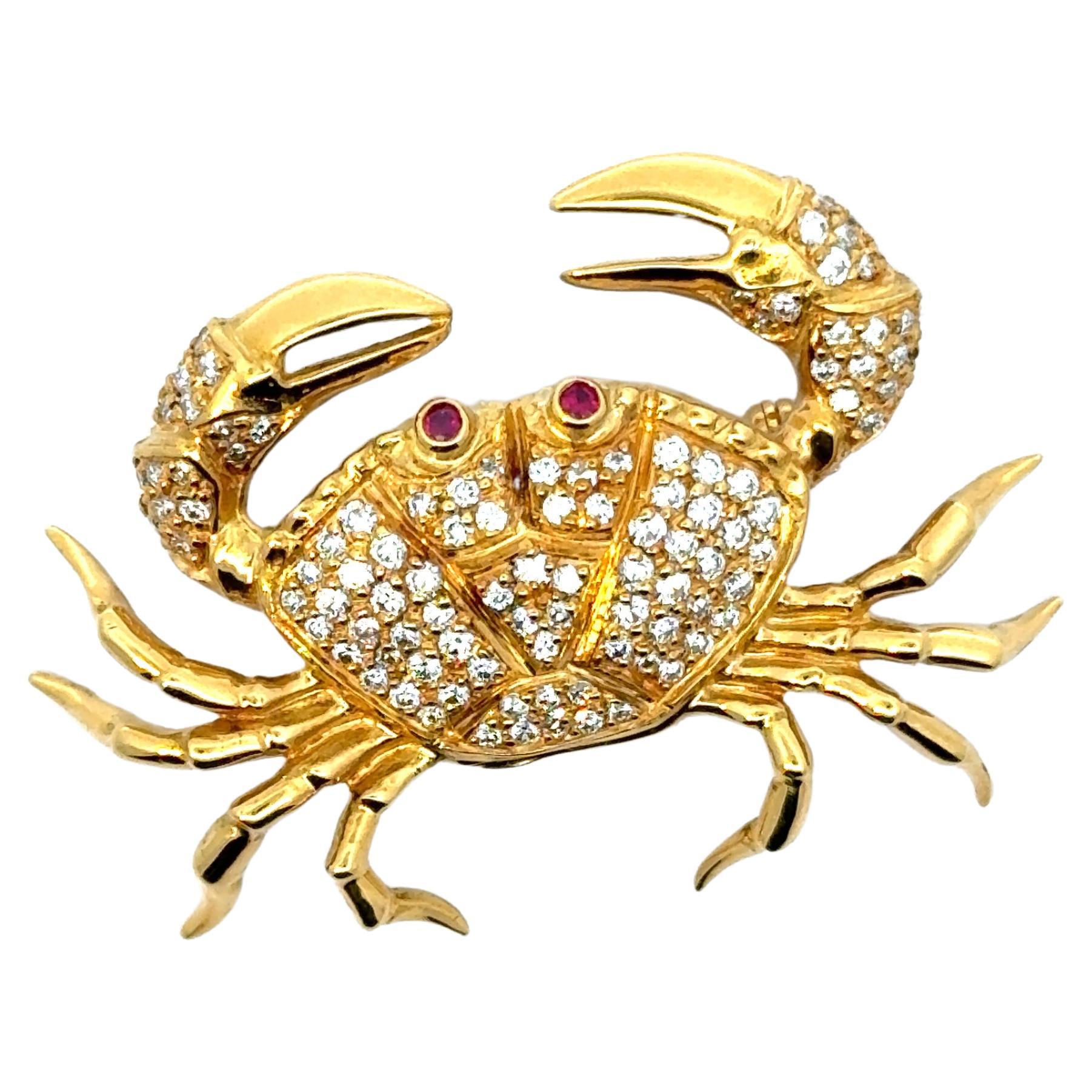 Diamond "Crab" Brooch For Sale