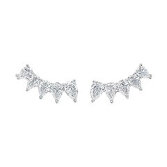 Diamond Crawler Earrings 1 Carat Pear Cut in 14 Karat White Gold, IGI Certified
