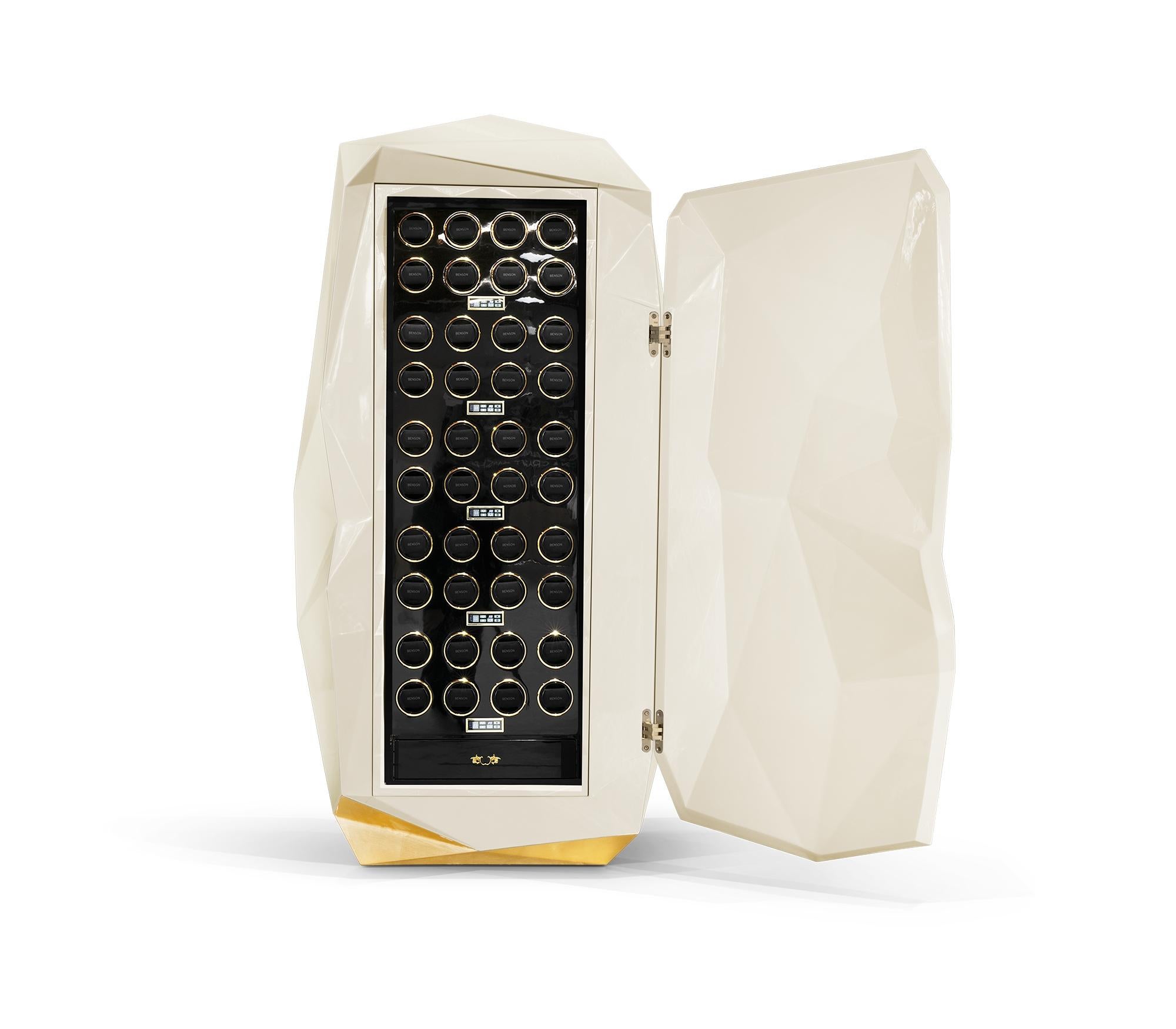 Diamond Cream Luxury Safe - Hand-Crafted Wood & Polished Brass - Boca do Lobo For Sale 7