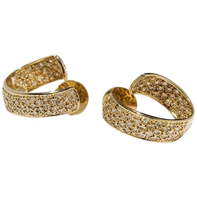 Diamond Creoles in 14 Karat Yellow Gold