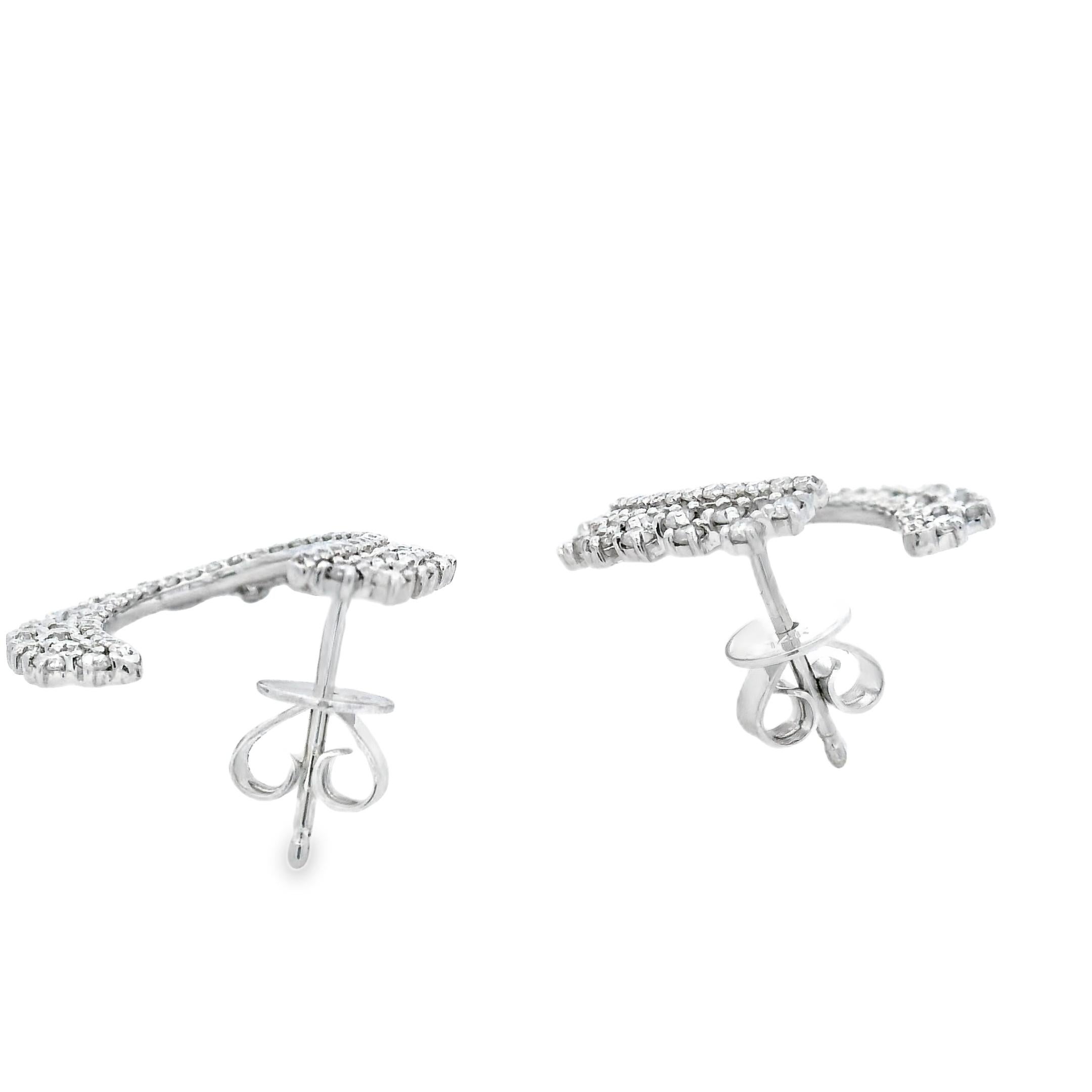 De las mujeres Pendientes de aro de media luna de diamantes en oro blanco de 14 quilates 0,75 ct total en venta