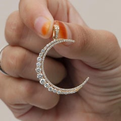 Diamond Crescent Moon 14kt Gold Pendant Fine Celestial Jewelry