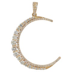 Diamond Crescent Moon 14kt Gold Pendant Fine Celestial Jewelry