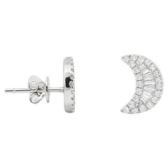 Diamond Crescent Moon Stud Earrings