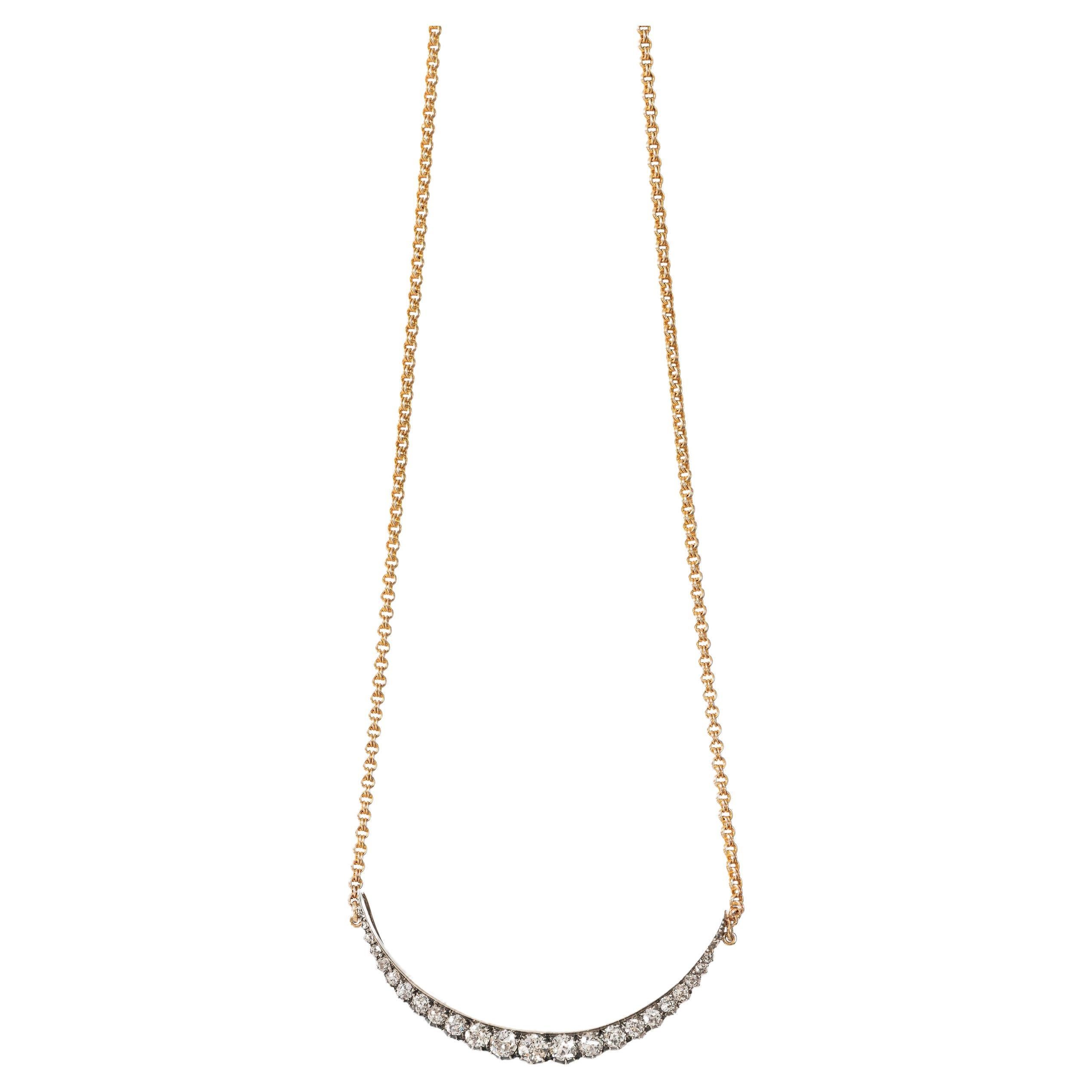 Diamond Crescent necklace For Sale