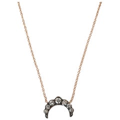 Diamond Crescent Pendant with 18 Karat Rose Gold Chain