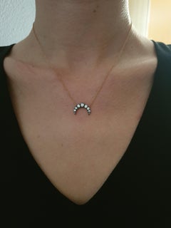 Diamond Crescent Pendant with 18 Karat Rose Gold Chain